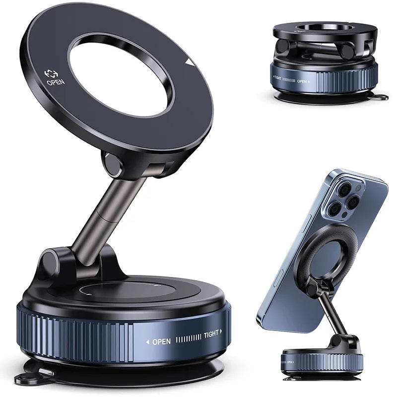 Car Phone Magnetic Stand Mechanical Vacuum Suction Cup Rotate 360°