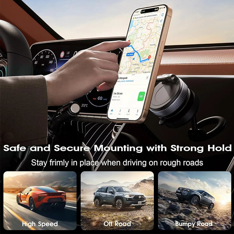 Car Phone Magnetic Stand Mechanical Vacuum Suction Cup Rotate 360°