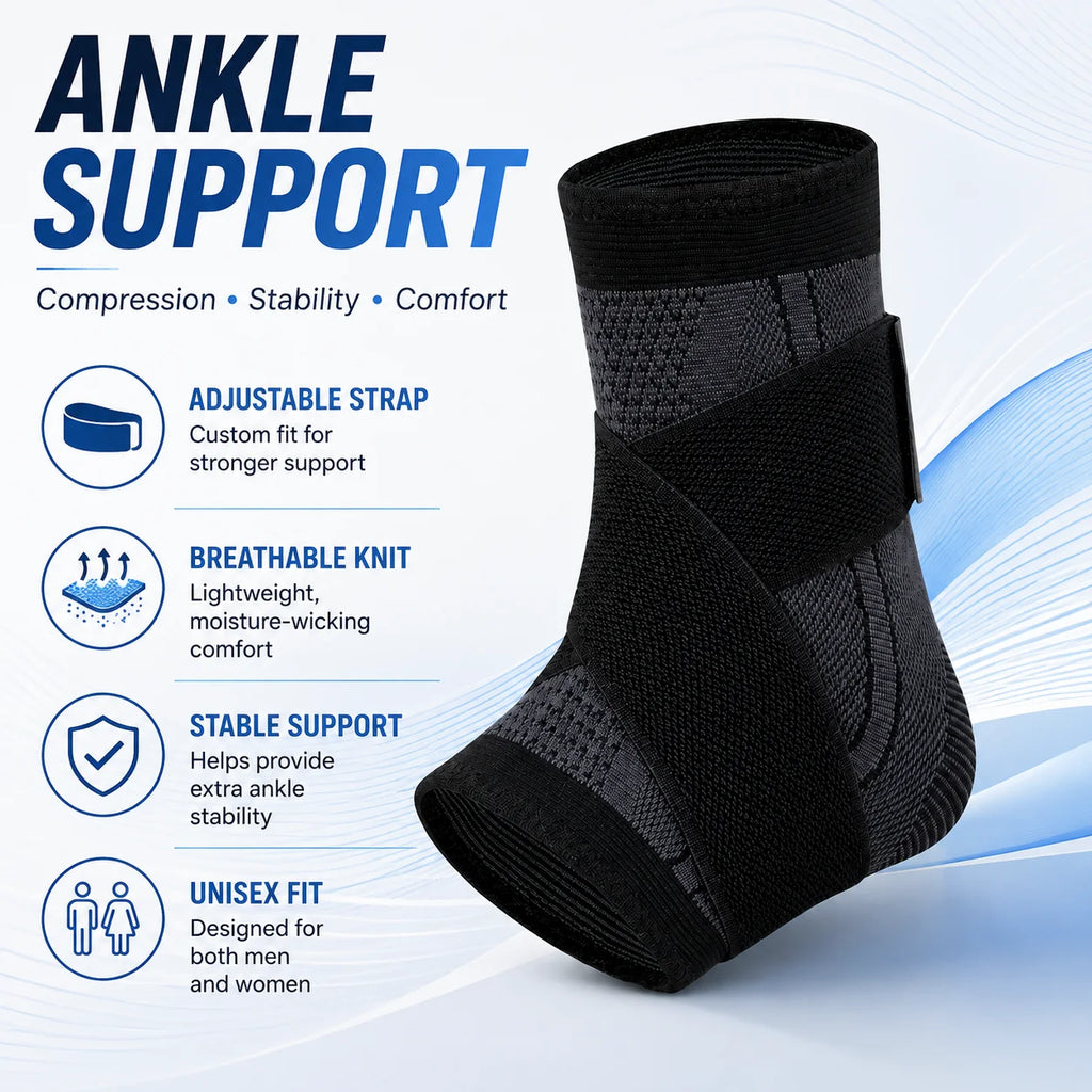 Adjustable Ankle Support Brace Compression Sleeve Wrap Strap
