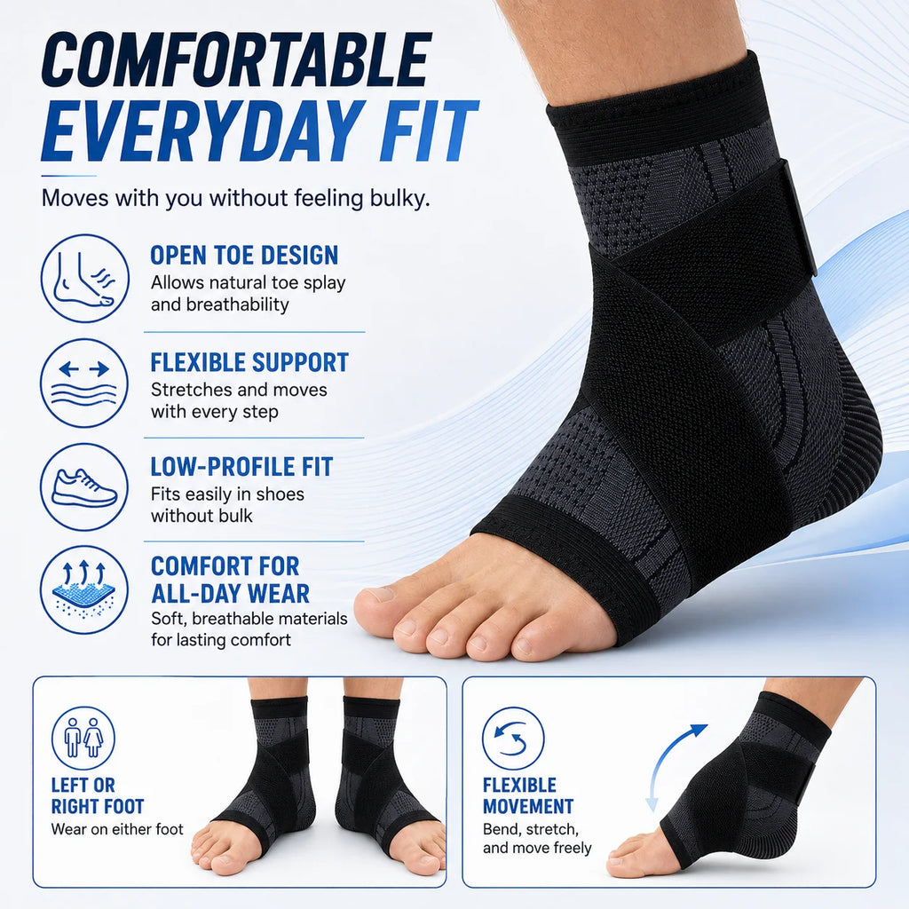 Adjustable Ankle Support Brace Compression Sleeve Wrap Strap
