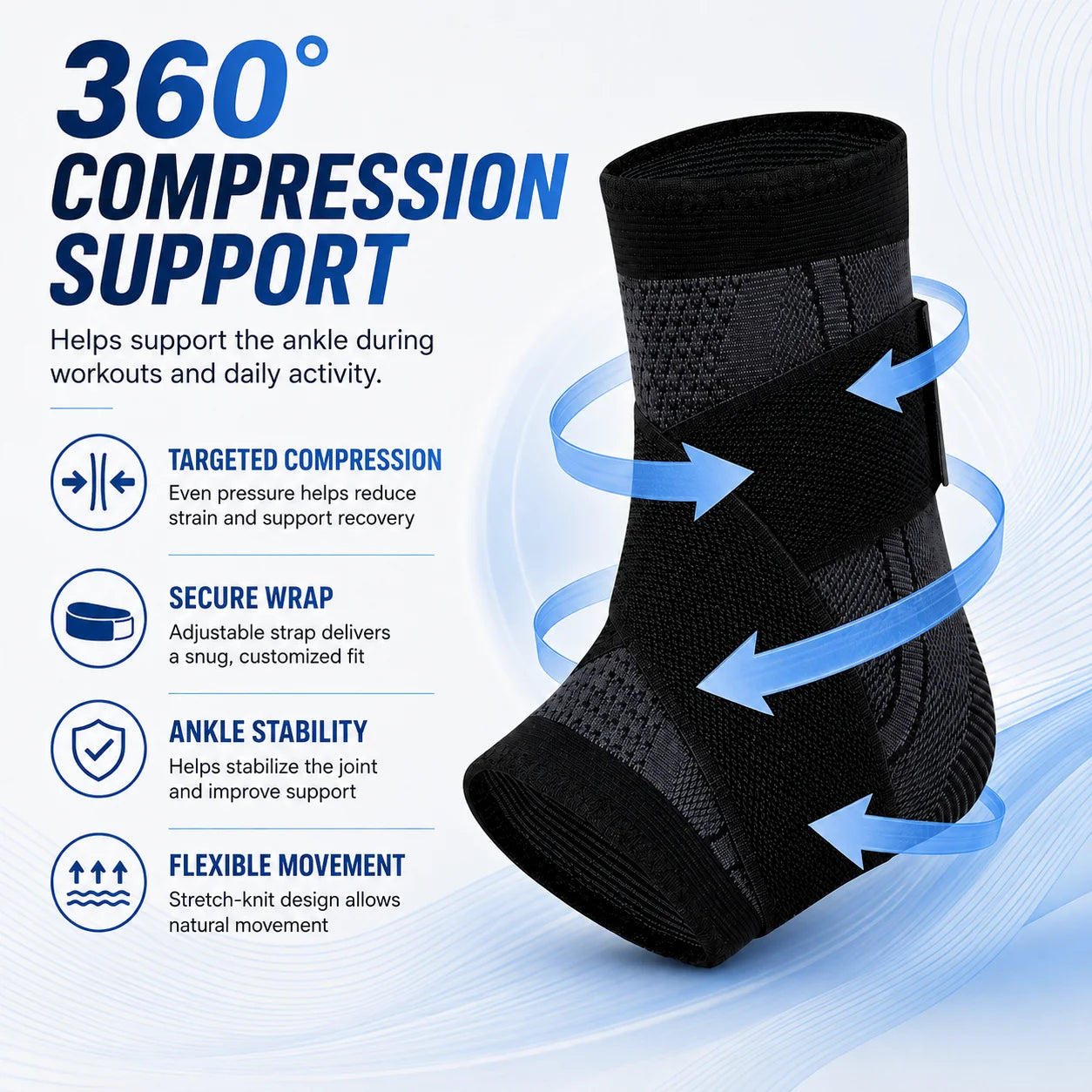 Adjustable Ankle Support Brace Compression Sleeve Wrap Strap