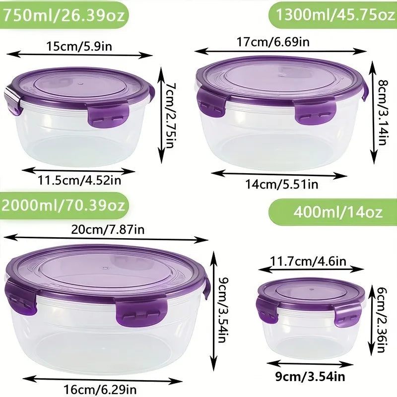 Vibrant 8-Piece Food Storage Set! Microwave-Safe Purple & Green Containers - Perfect for Meal Prep, Picnics & Fresh Storage.