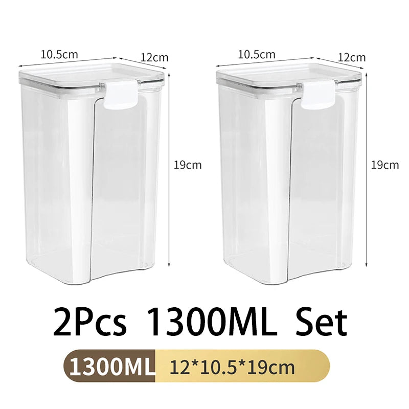 1-5PCS Sealed Jars Large Capacity Waterproof Transparent Scene Kitchen Candy Dried Grain Storage With Lid Fridge Storage Tank