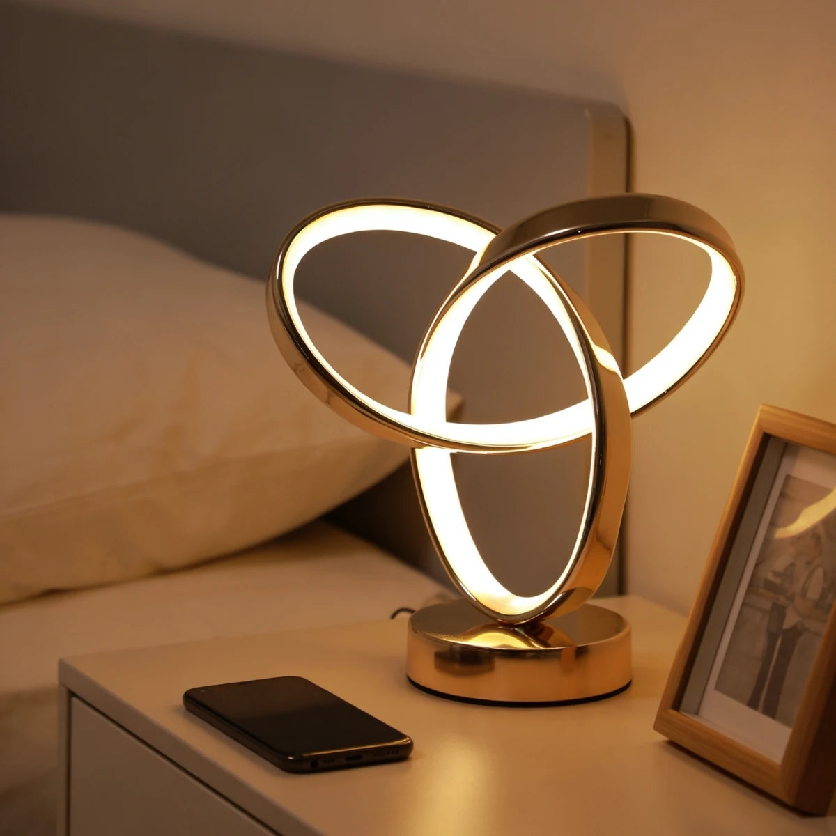 USB Creative Modern Art Desk Lamp Tri Color Lighting Suitable for Bedroom, Living Room, Office, Bedside and Other Scenes