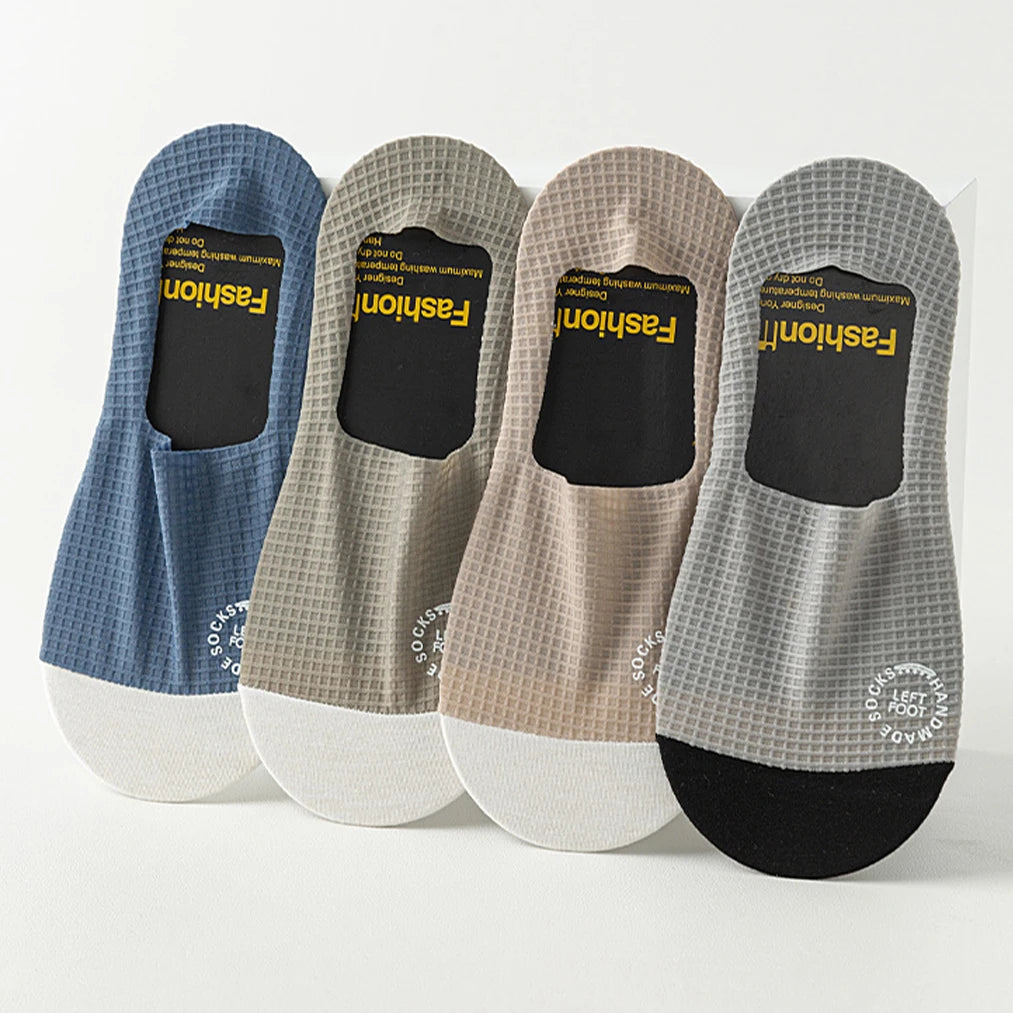 Jo Men's Breathable Waffle-Knit Invisible Boat Socks (3-Pack)