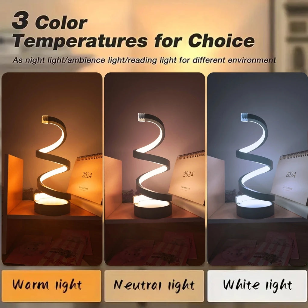 Spiral table lamp, modern creative design, suitable for home decoration, suitable for dining room, living room, bedroom