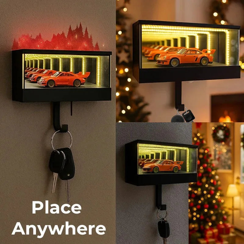 Car Key Hanger With LED Light Door Car Garage Key Holder for Key Organizer Apartment Home Office Entryway (Car Not Included)