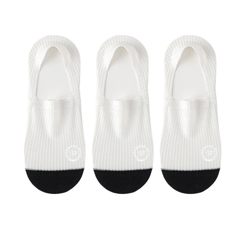 Jo Men's Breathable Waffle-Knit Invisible Boat Socks (3-Pack)