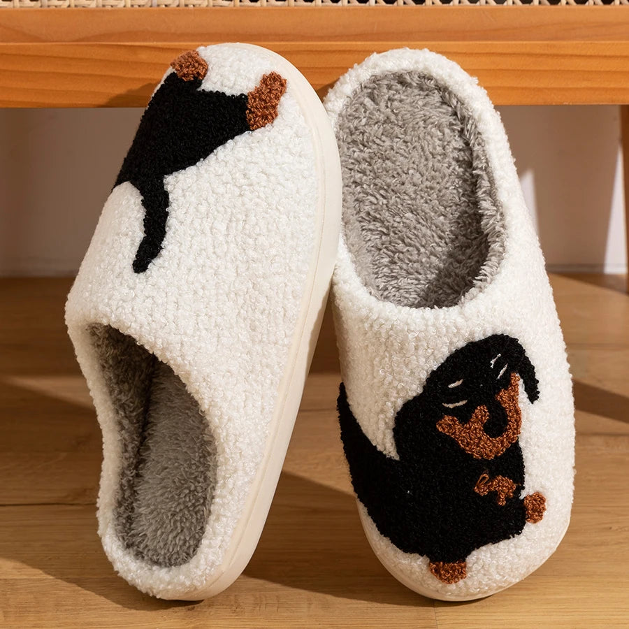 Jo Cute Weiner Dog Indoor Fluffy Slippers