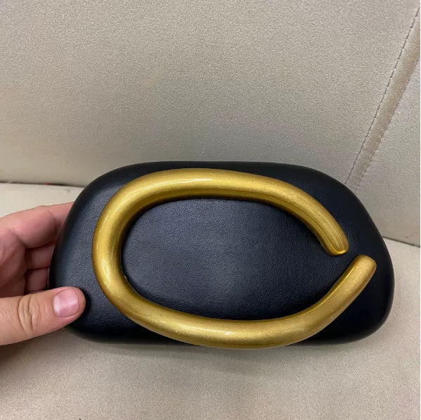 Jo Gold Metal Closure Box Clutch Bag Women