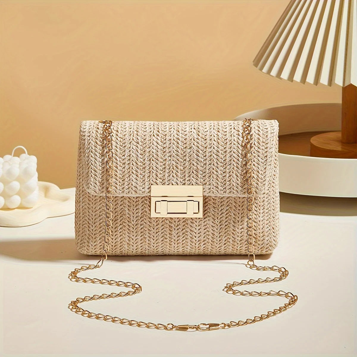 The Classic Lock-Clasp Straw Bag