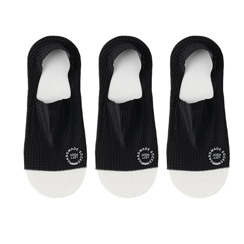 Jo Men's Breathable Waffle-Knit Invisible Boat Socks (3-Pack)