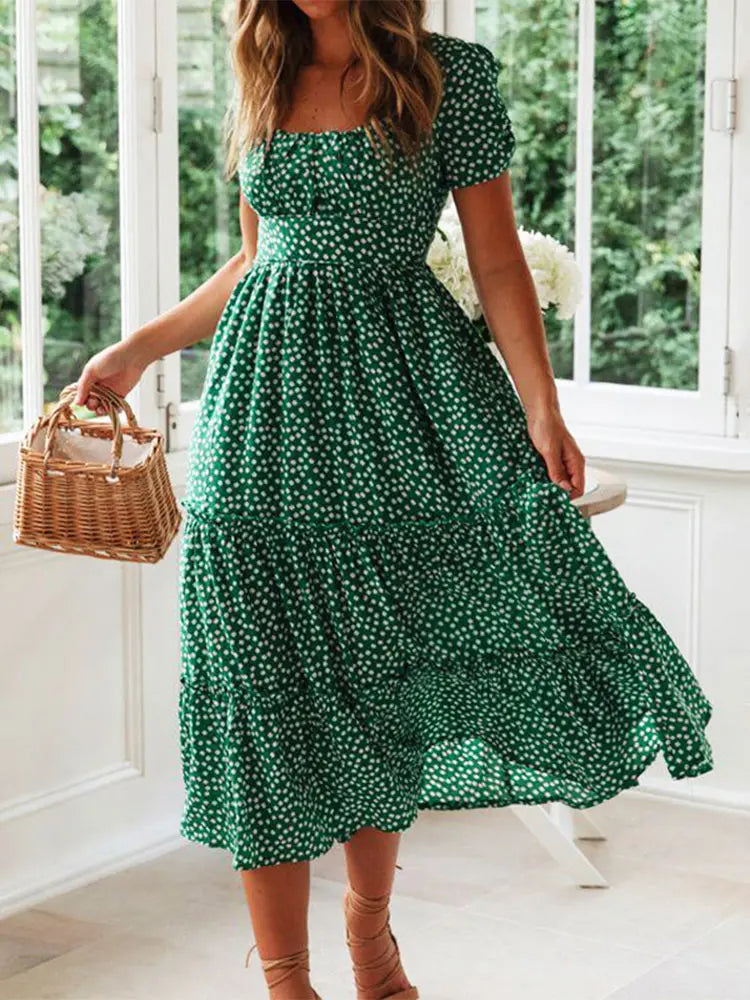 Jo Sweet Summer Puff Sleeve Long Dress