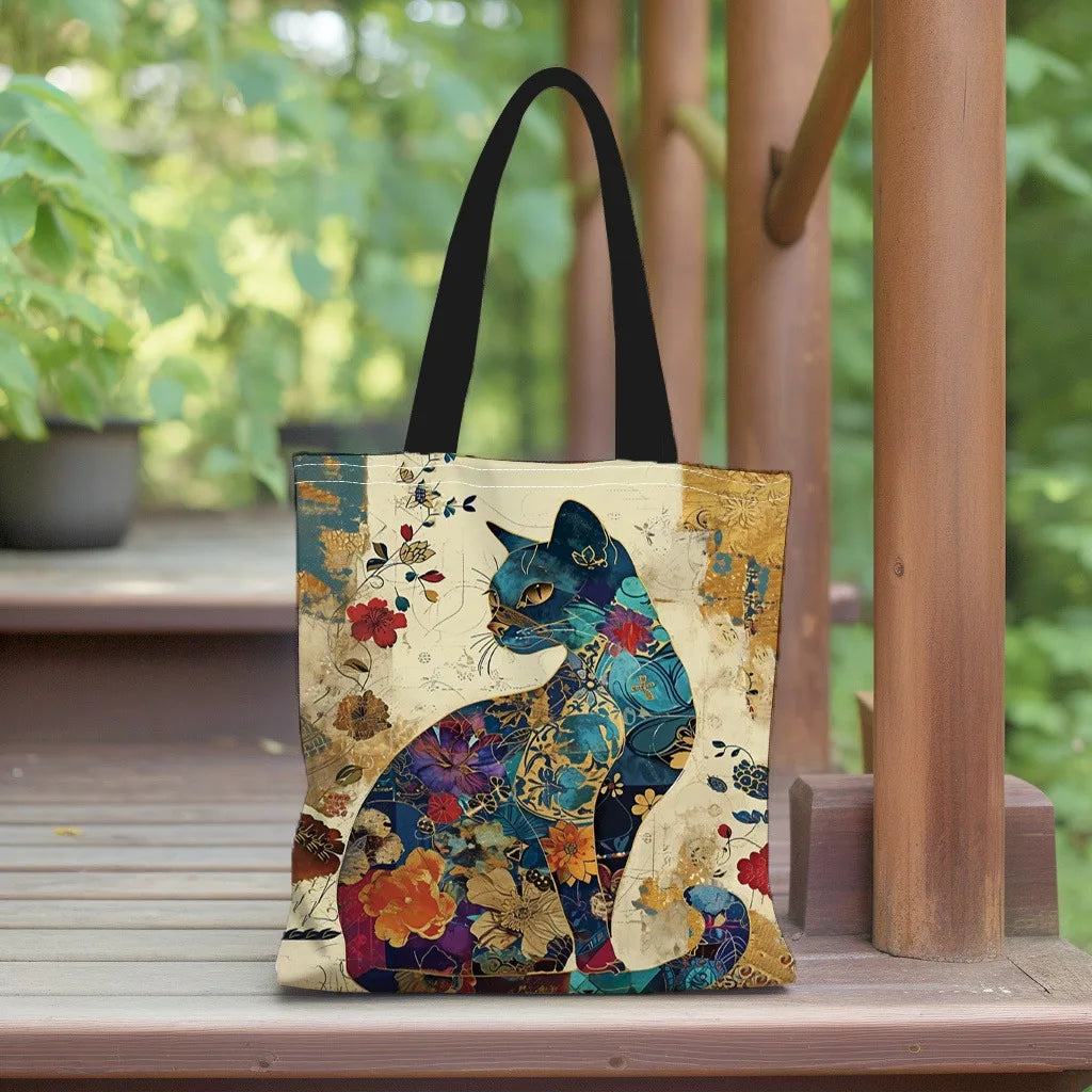 Casual Cat Print Lightweight Tote