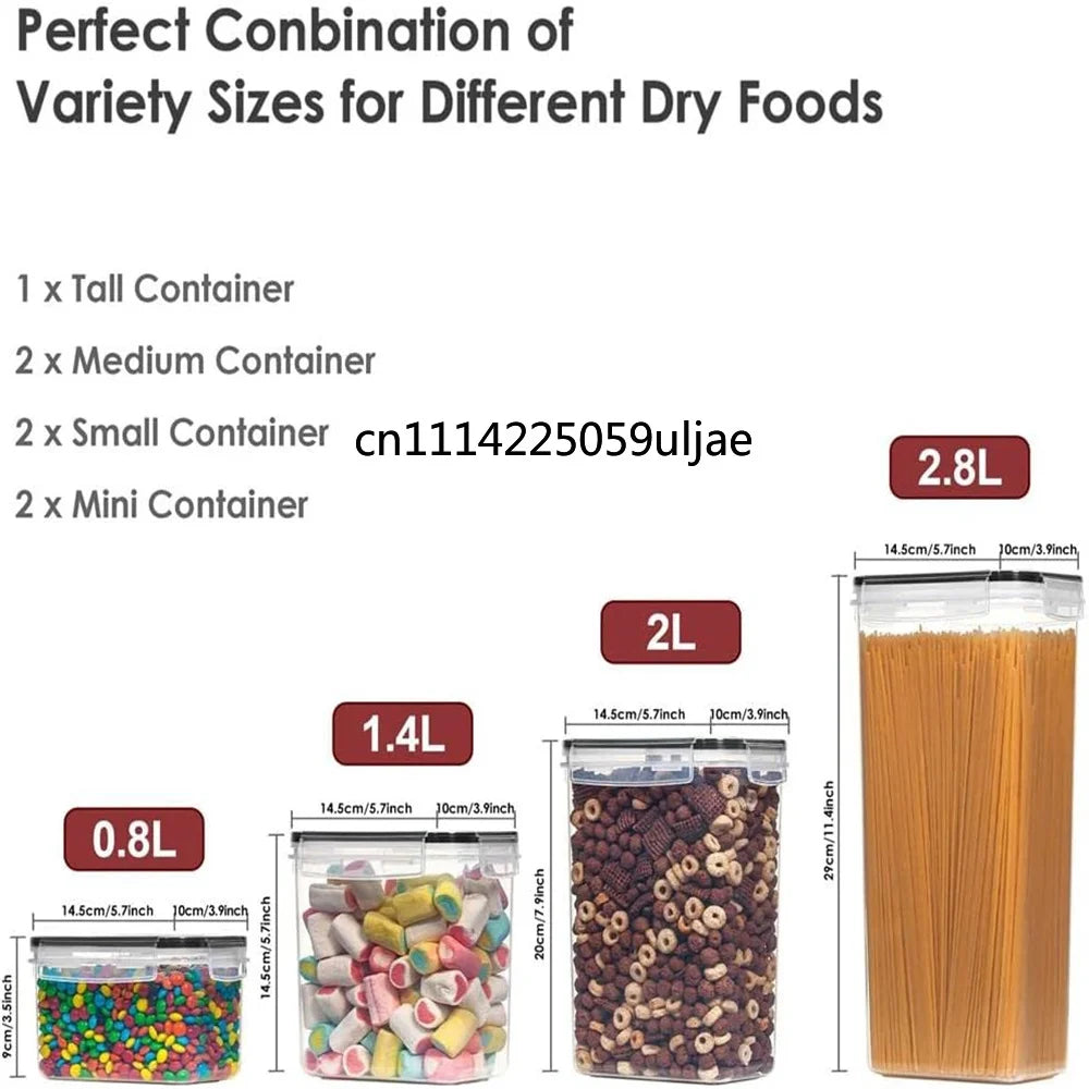 Kitchen 7pcs Food Containers Set BPA Free Plastic Airtight Storage Box With 10stickers and Pen