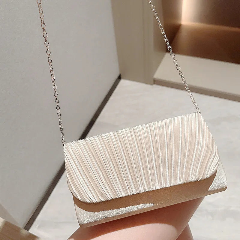 Jo Modern Chic Fold-Over Evening Bag with Crossbody Chain