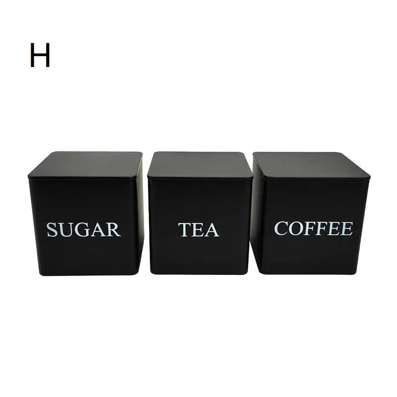 3Pcs 1L Coffee Bean Storage Canisters Tea Sugar Vacuum Sealed Jars Iron Canisters Heat Kitchen Cream Can Airtight Lid