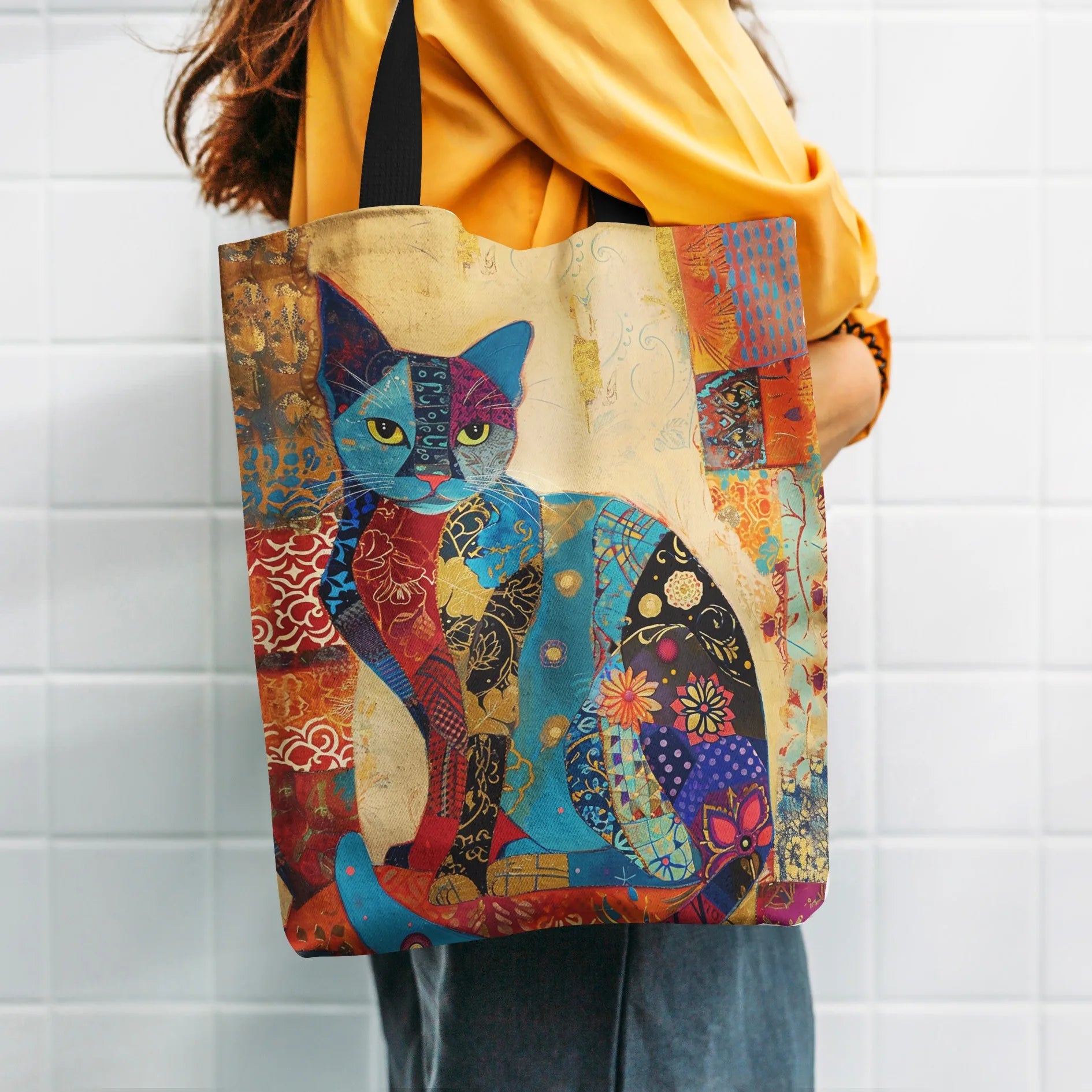 Casual Cat Print Lightweight Tote