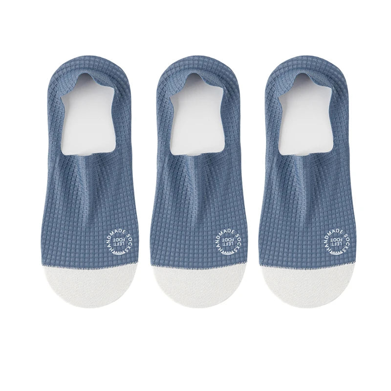 Jo Men's Breathable Waffle-Knit Invisible Boat Socks (3-Pack)