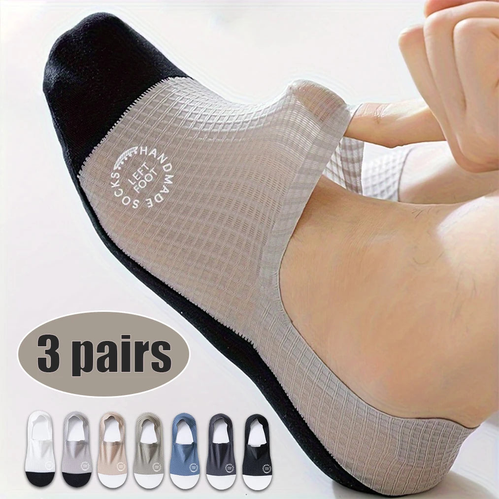 Jo Men's Breathable Waffle-Knit Invisible Boat Socks (3-Pack)