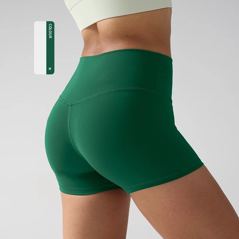 Solid Color Women Fitness Sport Yoga Short  Running Cycling Women's Leggings Quick Dry Breathable High-Waisted Yoga Shorts