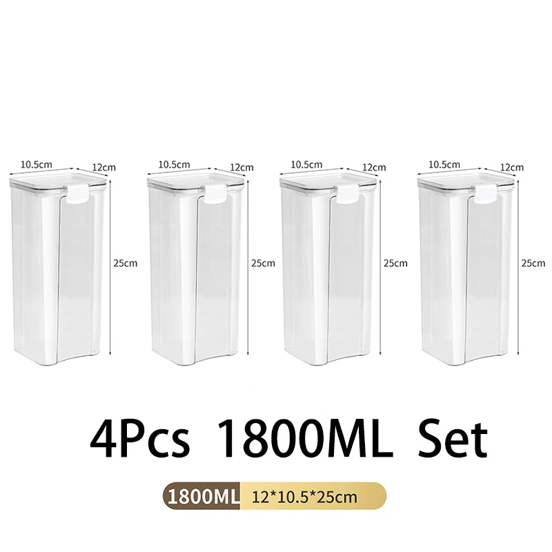 1-5PCS Sealed Jars Large Capacity Waterproof Transparent Scene Kitchen Candy Dried Grain Storage With Lid Fridge Storage Tank