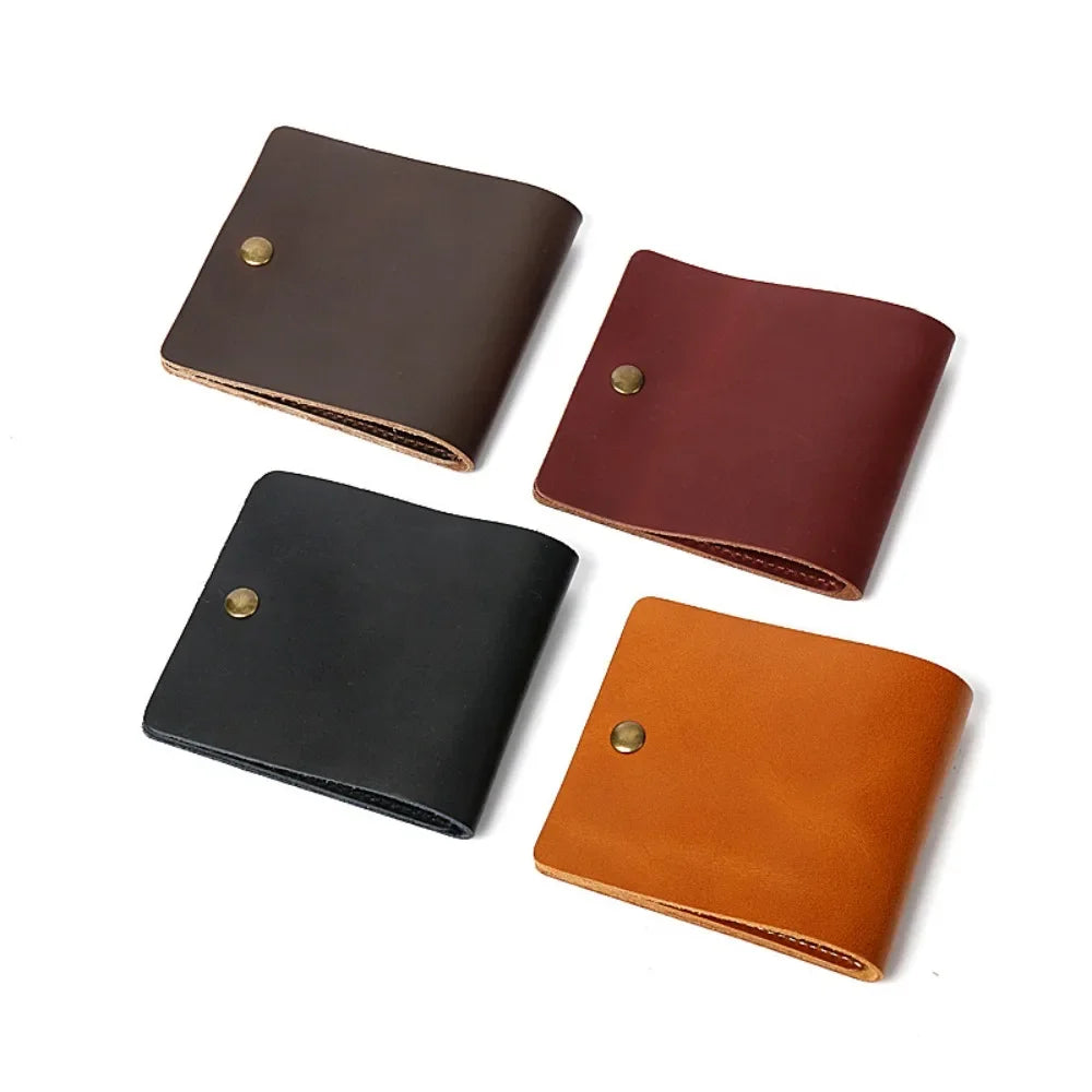 1 PC Retro Minimalist Bifold Leather Card Wallet for Men and Women Wrap Credit Card Holder Porte Carte Wallet Purse Coin Purse