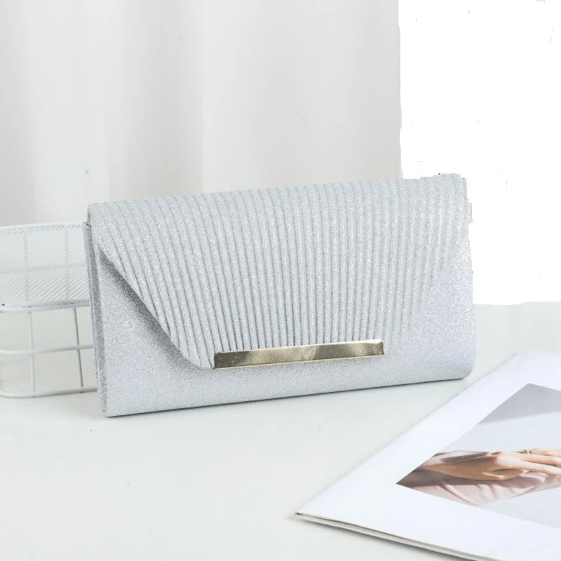 Elegant Pleated Chain Evening Clutch