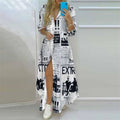 Jo Boho Print Turn-Down Collar Maxi Dress