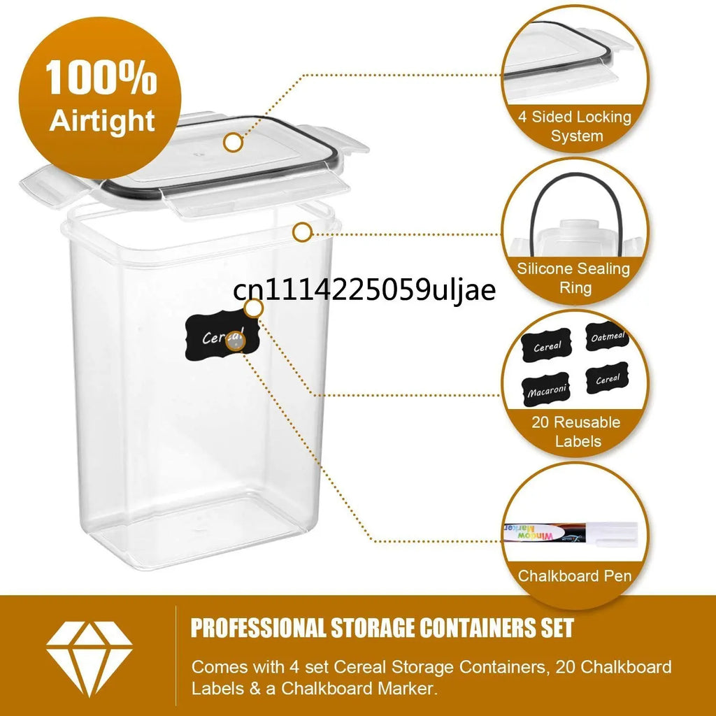 Kitchen 7pcs Food Containers Set BPA Free Plastic Airtight Storage Box With 10stickers and Pen