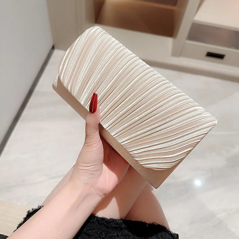 Jo Modern Chic Fold-Over Evening Bag with Crossbody Chain