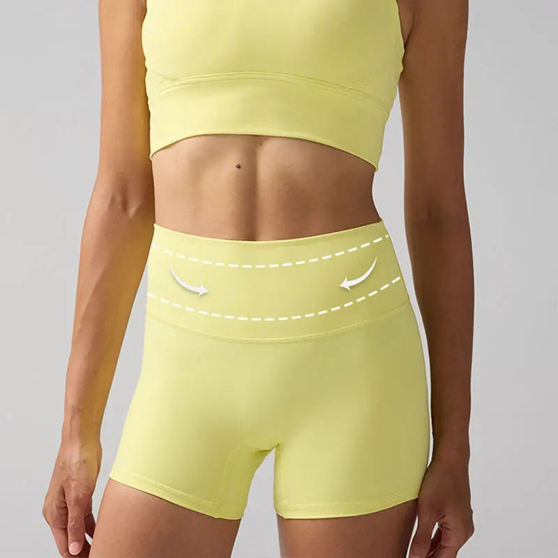 Solid Color Women Fitness Sport Yoga Short  Running Cycling Women's Leggings Quick Dry Breathable High-Waisted Yoga Shorts