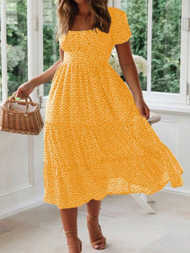 Jo Sweet Summer Puff Sleeve Long Dress