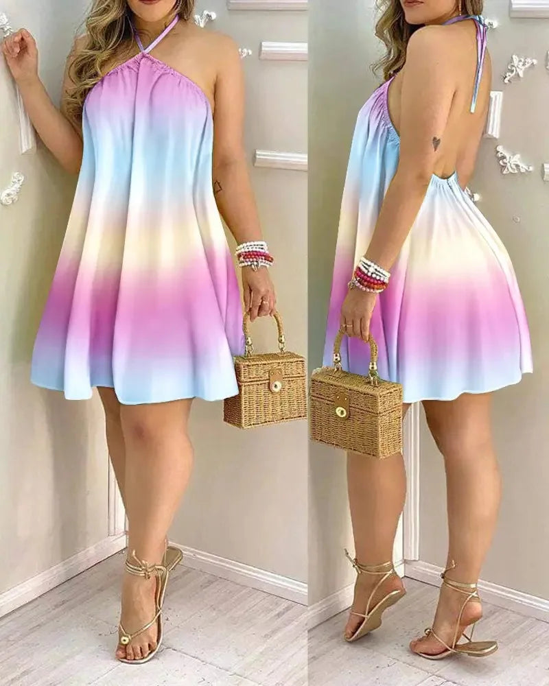 Jo Sunset Breeze Tropical Halter Dress