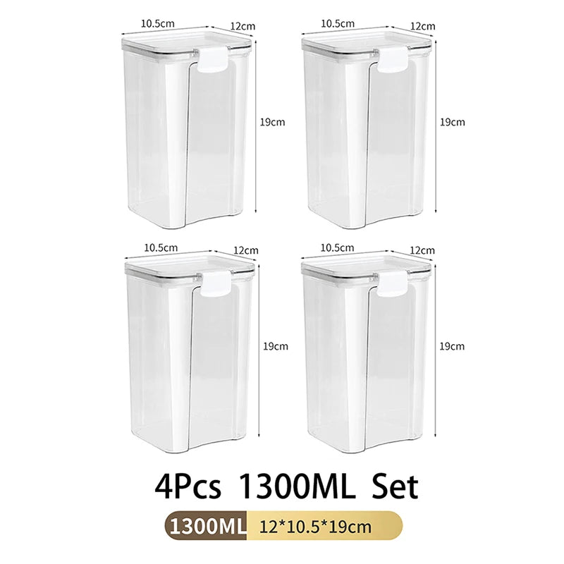 1-5PCS Sealed Jars Large Capacity Waterproof Transparent Scene Kitchen Candy Dried Grain Storage With Lid Fridge Storage Tank