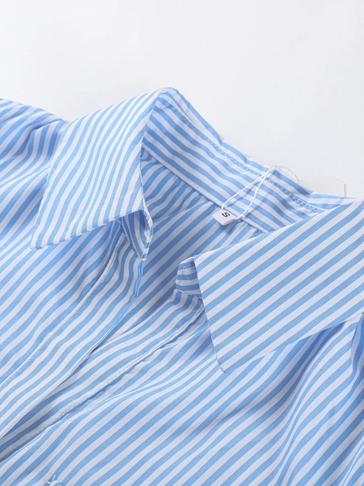 Jo Riviera Blue Striped Shirt Dress