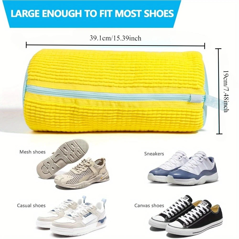 Jo Durable 360° Mesh Shoe Laundry Bag for Sneakers yellow color