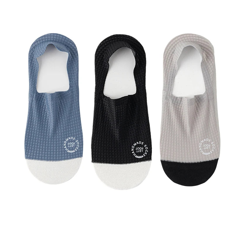 Jo Men's Breathable Waffle-Knit Invisible Boat Socks (3-Pack)