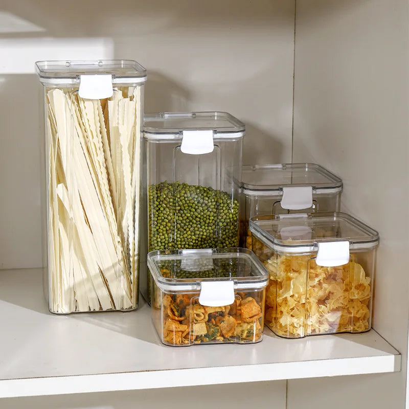 1-5PCS Sealed Jars Large Capacity Waterproof Transparent Scene Kitchen Candy Dried Grain Storage With Lid Fridge Storage Tank