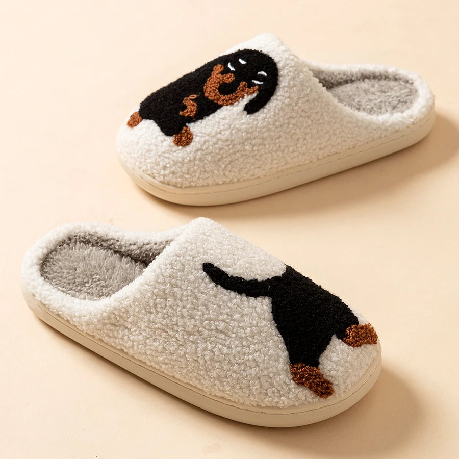 Jo Cute Weiner Dog Indoor Fluffy Slippers