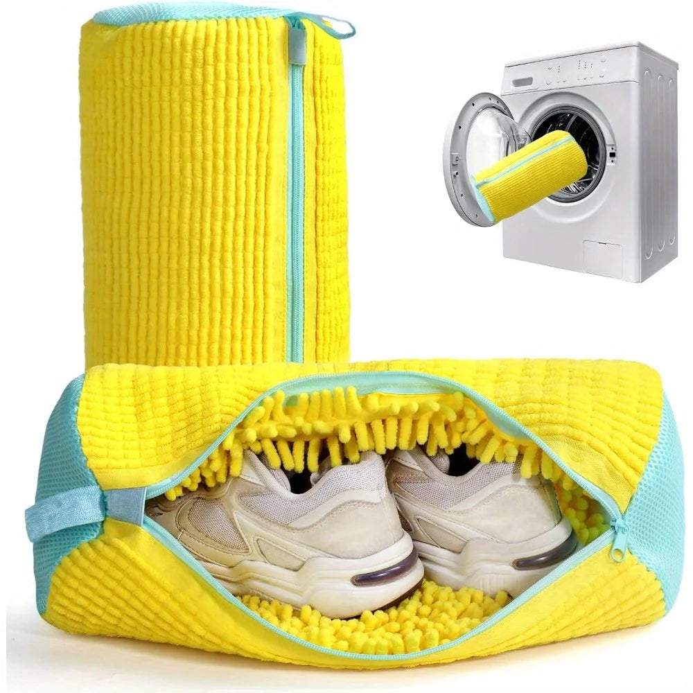 Jo Durable 360° Mesh Shoe Laundry Bag for Sneakers yellow color