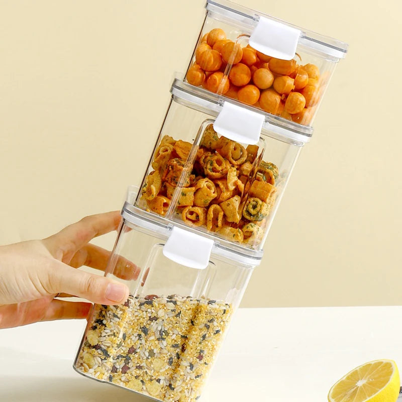 1-5PCS Sealed Jars Large Capacity Waterproof Transparent Scene Kitchen Candy Dried Grain Storage With Lid Fridge Storage Tank