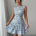 Jo Spring/Summer Boho And French-Style Blue And White Floral Dress