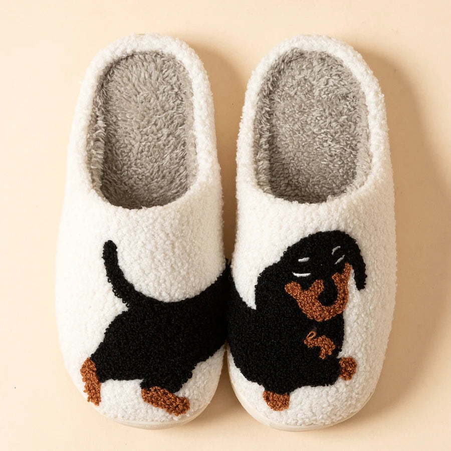 Jo Cute Weiner Dog Indoor Fluffy Slippers