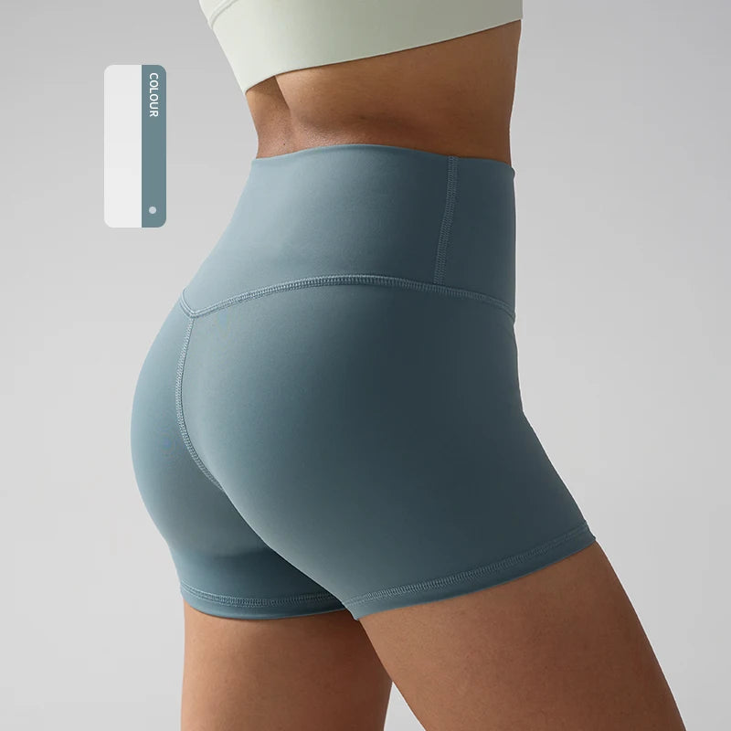 Solid Color Women Fitness Sport Yoga Short  Running Cycling Women's Leggings Quick Dry Breathable High-Waisted Yoga Shorts