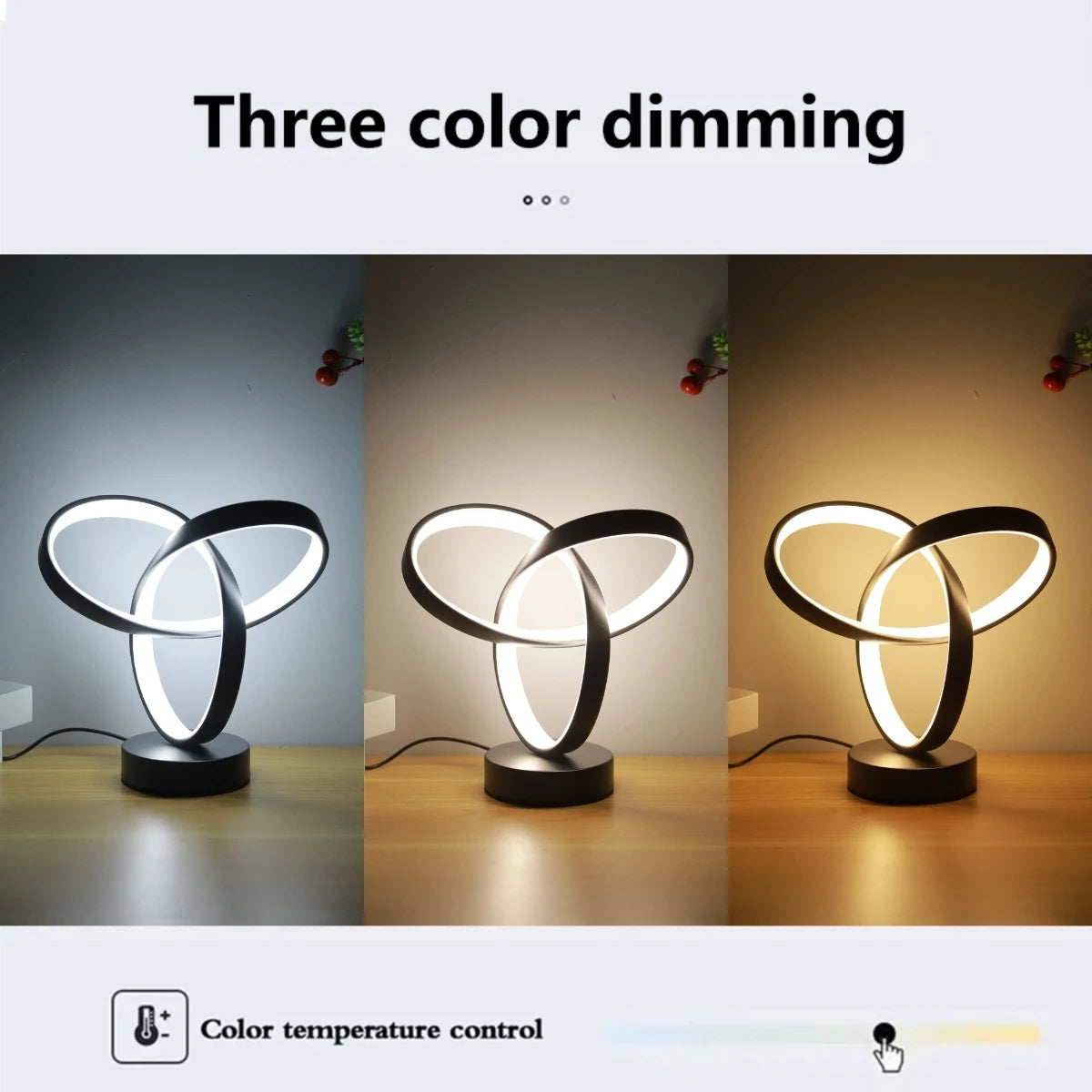 USB Creative Modern Art Desk Lamp Tri Color Lighting Suitable for Bedroom, Living Room, Office, Bedside and Other Scenes