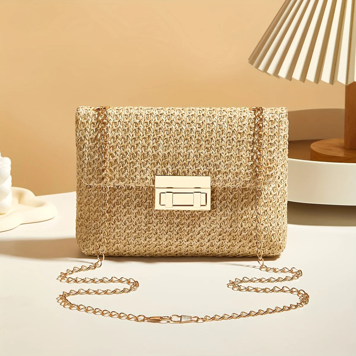 The Classic Lock-Clasp Straw Bag