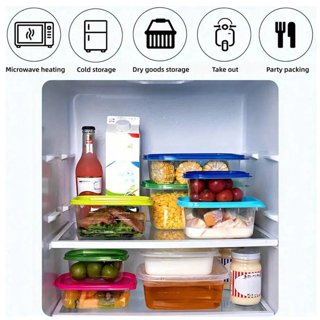 Stackable & Reusable Transparent Rectangular Food Storage Containers with Lids - Microwave, Refrigerator, and Freezer Safe