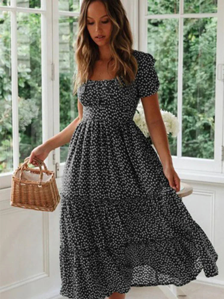 Jo Sweet Summer Puff Sleeve Long Dress