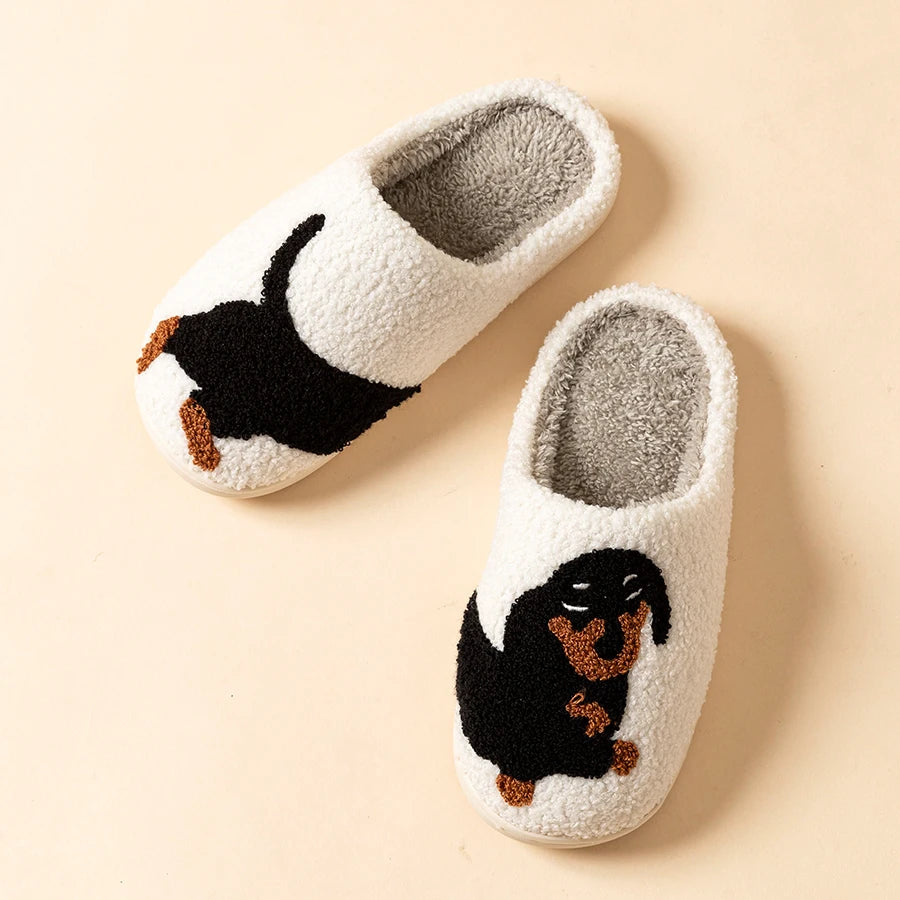 Jo Cute Weiner Dog Indoor Fluffy Slippers